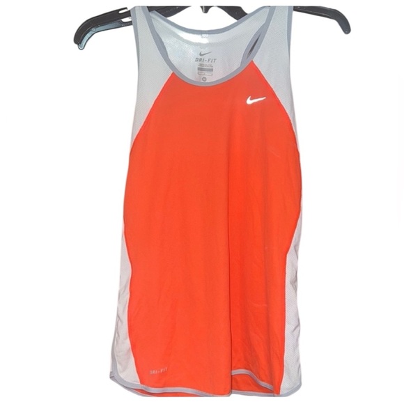 🔥3 for $25🔥 (EUC) BRIGHT ORANGE AND WHITE RACER TANK SZ M - Picture 1 of 5